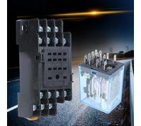 Badafaci Relais HH54P MY4NJ 14 Broches 4PDT Enfichable avec Embase pour Outils de Communication D'équipements électroniques 12 V, 24 V, 110 CA, 220 CA (DC24V)