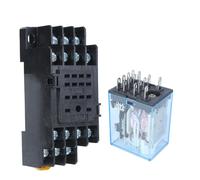 Badafaci Relais HH54P MY4NJ 14 Broches 4PDT Enfichable avec Embase pour Outils de Communication D'équipements électroniques 12 V, 24 V, 110 CA, 220 CA (AC220V)
