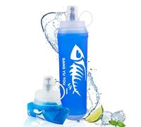 badaren Soft Flask 500 ml, Flasque Souple, Gourde Souple, Bouteille Pliable Sans BPA, Réutilisable, Flasque Running Adaptée pour Les Voyages en Plein Air, La Course, La Randonnée, l'Escalade (bleu)