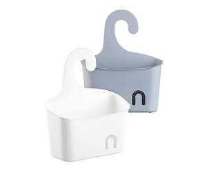 BadeStern 2 corbeilles de douche extensible avec crochet, 1 blanc et 1 gris