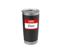 Badge avec inscription « Don, Hello My Name is » Gobelet isotherme en acier inoxydable double paroi