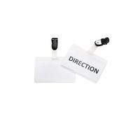 PAVO Pack de 50 Badges visiteur avec Clip 60 x 90 mm Transparent