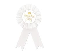 Badge d'anniversaire King en fer blanc, bouton rosace doré pour homme et garçon, couronne Happy Birthday Award, décorations de fête d'anniversaire sur le thème des enfants, fer-blanc, rosstte