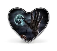 Badges d'Halloween en forme de main de zombie en forme de cœur avec bouton, broches personnalisées, porte-badge en forme de cœur pour décorer chapeau, chemise, vêtements, sac