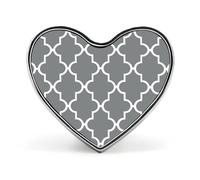 Badges gris quadrilobe en forme de cœur avec bouton, broches personnalisées, porte-badge en forme de cœur pour décorer chapeau, chemise, vêtements, sac