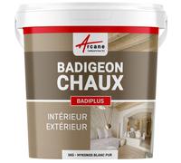 Badigeon à la chaux intérieur extérieur - BADIPLUS - 5 kg (jusqu'à 25 m²) Mykonos Blanc Pur