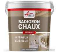 Badigeon Chaux Mur Intérieur, Façade Extérieure 2.5 kg Bastia - Gris Moyen | Finition Mate Minérale, Microporeux, Laisse Respirer, Murs, Façade, Ciment, Pierre, Intérieur Extérieur - Arcane Industries