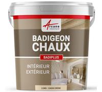 Badigeon Chaux Mur Intérieur, Façade Extérieure 2.5 kg Cadix Crème | Finition Mate Minérale, Microporeux, Laisse Respirer, Murs, Façade, Ciment, Pierre, Intérieur Extérieur - Arcane Industries