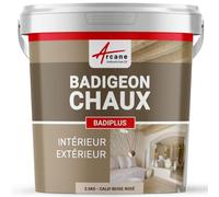 Badigeon Chaux Mur Intérieur, Façade Extérieure 2.5 kg Calvi Beige Rosé | Finition Mate Minérale, Microporeux, Laisse Respirer, Murs, Façade, Ciment, Pierre, Intérieur Extérieur - Arcane Industries