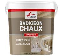 Badigeon Chaux Mur Intérieur, Façade Extérieure 2.5 kg Palerme - Beige | Finition Mate Minérale, Microporeux, Laisse Respirer, Murs, Façade, Ciment, Pierre, Intérieur Extérieur - Arcane Industries