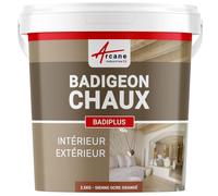 Badigeon Chaux Mur Intérieur, Façade Extérieure 2.5 kg Sienne - Ocre Orangé | Finition Mate Minérale, Microporeux, Laisse Respirer, Murs, Façade, Ciment, Pierre, Intérieur Extérieur - Arcane Industries