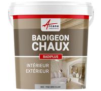 Badigeon Chaux Mur Intérieur, Façade Extérieure 5 kg Pise Gris Clair | Finition Mate Minérale, Microporeux, Laisse Respirer, Murs, Façade, Ciment, Pierre, Intérieur Extérieur - Arcane Industries