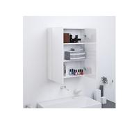 Badkamerkast met spiegel 60x15x75 cm MDF glanzend wit331525