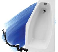 BADLAND Baignoire d'angle Marika DROITE 140x80 avec vidage et pieds S sans habillage