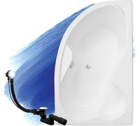 BADLAND Baignoire d'angle Mega DROITE 160x105 avec vidage et pieds S sans habillage