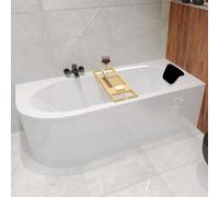 BADLAND Baignoire d'angle rectangulaire Avita DROITE 180x80 avec vidage et pieds + coussin de bain Noir KODI | BADLAND AVITA