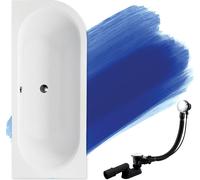 BADLAND Baignoire d'angle rectangulaire Avita SLIM GAUCHE 170x75 bord 15mm avec vidage et pieds sans habillage