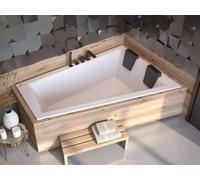 BADLAND baignoire d'angle rectangulaire baignoire Intima SLIM pour deux personnes DROITE 180x125 bord 15mm avec garniture d'écoulement et pieds avec appuie-tête sans revêtement