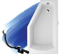 BADLAND Baignoire d'angle Selena DROITE 160x90 avec vidage et pieds S sans habillage