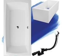 BADLAND Baignoire rectangulaire Apri 140x70 avec vidage, pieds et support de baignoire