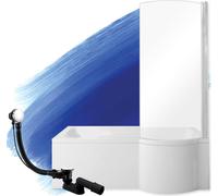 BADLAND Baignoire rectangulaire Inspiro DROITE 170x70 avec paroi en verre, pieds et vidage sans habillage