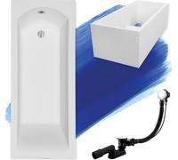 BADLAND Baignoire rectangulaire Shea 140x70 avec vidage, pieds et support de baignoire