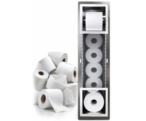 BADLAND Support mural encastré pour papier toilette WALL BOX PAPER 2 blanc, avec rangement pour papier toilette