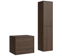 Badplaats B.V. Meuble de salle de bain Mali avec plan de lavabo - 60 cm - Noyer - Meuble de salle de bain avec placard haut