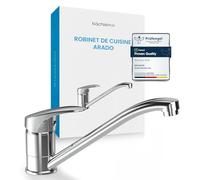 Bächlein Robinet de cuisine pivotant à 360° (chrome)- Mitigeur monocommandé pour évier chromé avec bec pivotant à 360°, robinet pour la cuisine en exécution extra massive