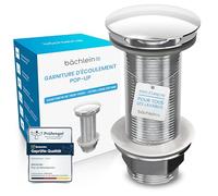 Bächlein Bonde universelle extra longue sans trop-plein (chrome), Valve Pop Up pour lavabo à poser
