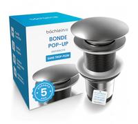 Bächlein Bonde universelle sans trop-plein (anthracite) - Valve pop-up pour lavabo et lavabo - Bonde d'évacuation en laiton avec instructions de montage (français non garanti)