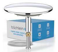 Bächlein Bouchon de Baignoire Universel - Bouchon d'Évacuation Chromé en Laiton Massif avec Joint de Rechange, Parfaitement Adapté pour Toute Baignoire avec Trou dans l'Écoulement > 8mm