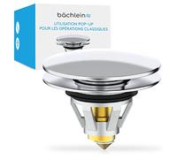 Bächlein Bouchon de lavabo Universel Pop Up - Filtre de vidange chromé pour lavabos - 40 mm - Bouchon de Valve avec Tamis à Cheveux