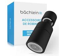 Bächlein Embout de robinet universel en noir mat avec deux types de jet - Aérateur rotatif pour robinets de cuisine