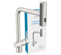 Bächlein Erino Robinet de cuisine (acier inoxydable brossé) - Mitigeur d'évier pivotant à une main avec 3 types de jet - Robinet de cuisine avec douchette extensible et rotative et fonction cascade