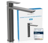 Bächlein Mitigeur de salle de bain Mizarela haut au design classique, mitigeur monocommande pour lavabo à poser avec cartouche en céramique durable et kit de montage, robinet de salle de bain