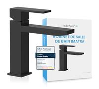 Bächlein Robinet Carré, Mitigeur Monocommande (Standard, Noir Mat) - Robinetterie de Salle de Bains aux Lignes Épurées