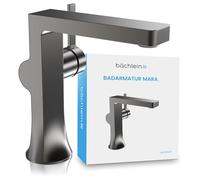 Bächlein Robinet de salle de bain Mara au design moderne, mitigeur monocommande avec cartouche en céramique durable et kit de montage, robinet de salle de bain anthracite