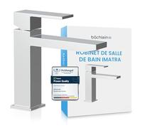 Bächlein Robinet de Salle de Bains au Design Anguleux, Mitigeur Monocommande aux Lignes Épurées au Look Moderne, Robinetterie de Salle de Bains Chromée