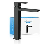 Bächlein Robinet pour Salle de Bain [Anguleux - Noir Mat] - Robinet Extra Haut avec Hauteur de Bec de 215mm Pour Lavabos á Poser, Robinetterie de Lavabo Haut Bec