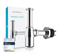 Bächlein Siphon à Tasse Universel pour Lavabos & Éviers, Siphon avec Ouverture de Nettoyage + Instructions de Montage - Ensemble d'Écoulement Parfaitement Adapté - Écoulement à Bouteille Design