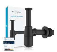 Bächlein Siphon de tasse universel pour lavabo et lavabo (noir mat), bouchon anti-odeurs avec ouverture de nettoyage + instructions d'installation - design siphon bonde bonde siphon siphon siphon pour