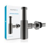 Bächlein Siphon design universel pour lavabo et lavabo [anthracite] - Siphon design haut de gamme pour lavabo - Siphon anti-odeurs avec ouverture de nettoyage + instructions de montage (français non
