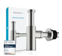 Bächlein Siphon Universel pour Lavabo et Évier - Bonde de Lavabo Design - Siphon Adaptable - Siphon Anti-Odeur avec Orifice de Nettoyage + Mode d’Emploi - INOX Brossé