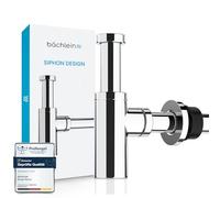 Bächlein Siphon Universel pour Lavabo et Évier - Bonde de Lavabo Design - Siphon Adaptable - Siphon Anti-Odeur avec Orifice de Nettoyage + Mode d’Emploi - Chromé