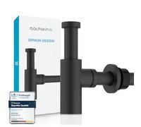 Bächlein Siphon Universel pour Lavabo et Évier - Bonde de Lavabo Design - Siphon Adaptable - Siphon Anti-Odeur avec Orifice de Nettoyage + Mode d’Emploi - Mat Noir