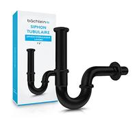 Bächlein Siphon tubulaire universel [extra long] pour lavabo & table de toilette - noir