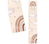Bärenfreunde® - Mètre personnalisé en bois pour enfant à coller ou à accrocher - Échelle 70-140 cm - Jolie décoration pour chambre de bébé et d'enfant (enfants de 70 à 140 cm, arc-en-ciel rose)