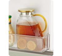 Baffect Carafe à eau pour porte de réfrigérateur, 1,8 l, en verre borosilicate avec couvercle en acier inoxydable, carafe pour boissons chaudes ou froides faites maison