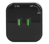 BAFOVY Adaptateur de Rail, Prise d'alimentation PC Double USB 110 à 250 V avec USB 5 V 2,4 A, Activation Rotative, Prise de Courant sans Fil à Montage en Surface pour Cuisine, Bureau, Chambre à